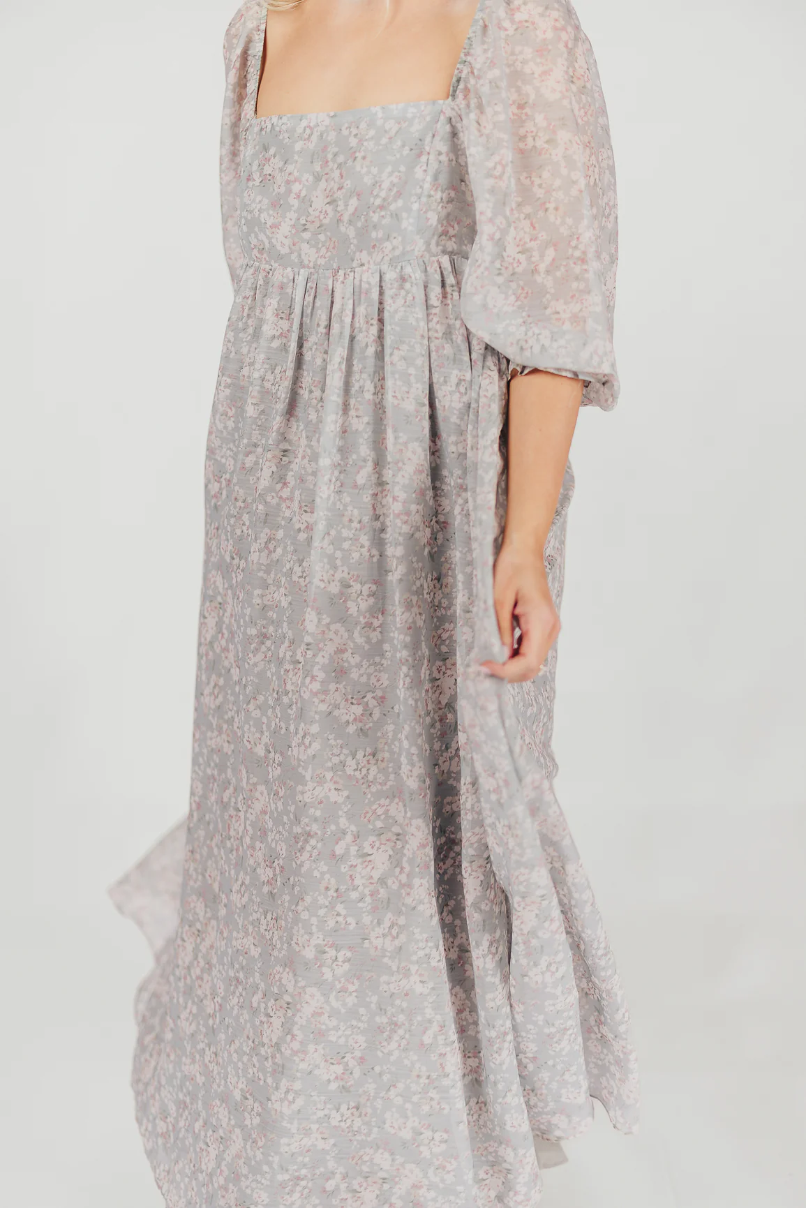 Mona Maxi Dress with Smocking in Sage Green Floral - Bump Friendly - Image 41