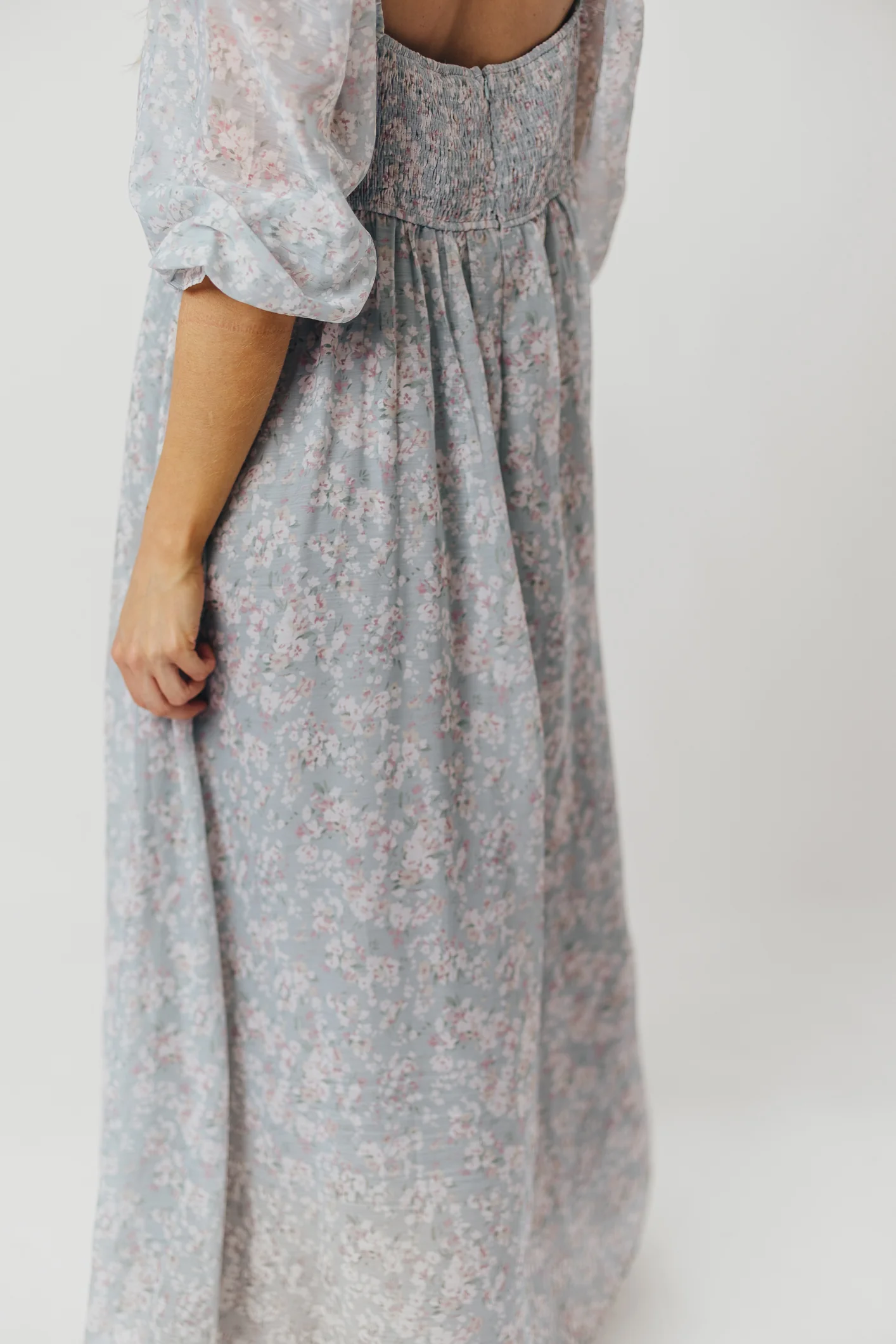 Mona Maxi Dress with Smocking in Sage Green Floral - Bump Friendly - Image 53