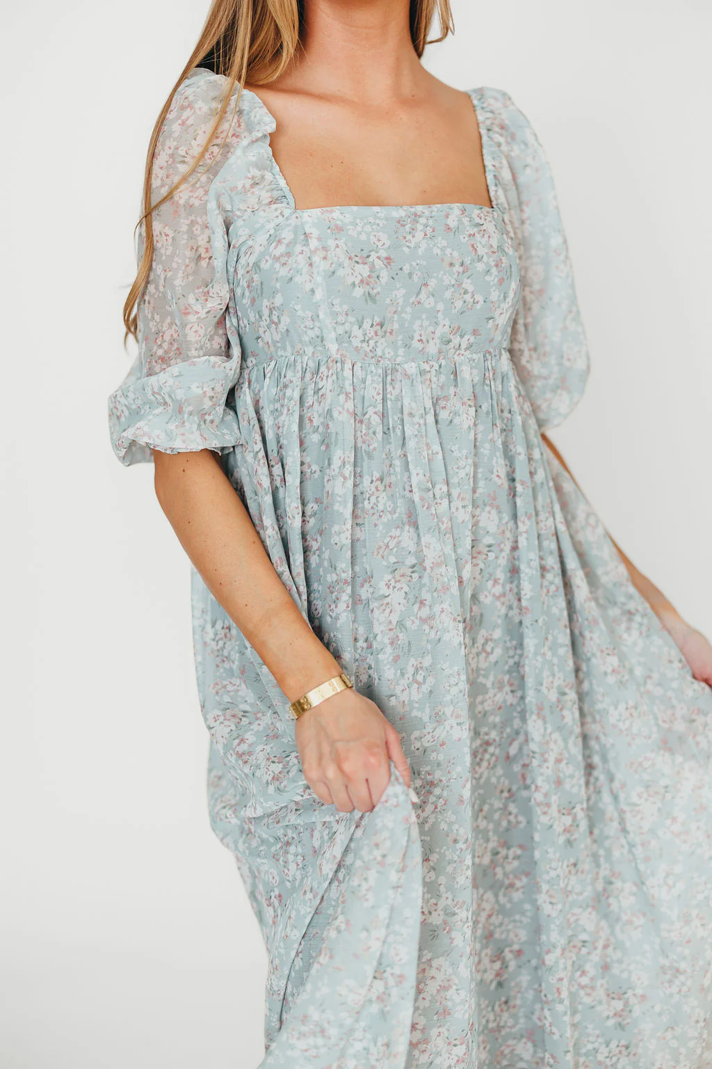 Mona Maxi Dress with Smocking in Sage Green Floral - Bump Friendly - Image 60