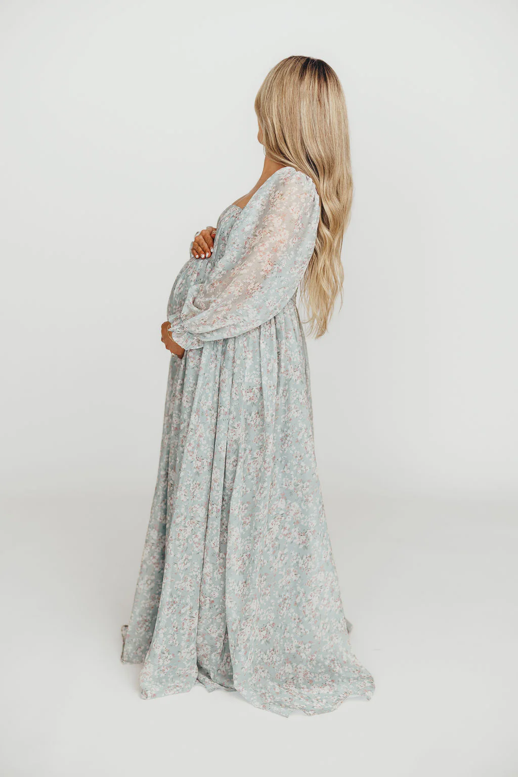 Mona Maxi Dress with Smocking in Sage Green Floral - Bump Friendly - Image 62