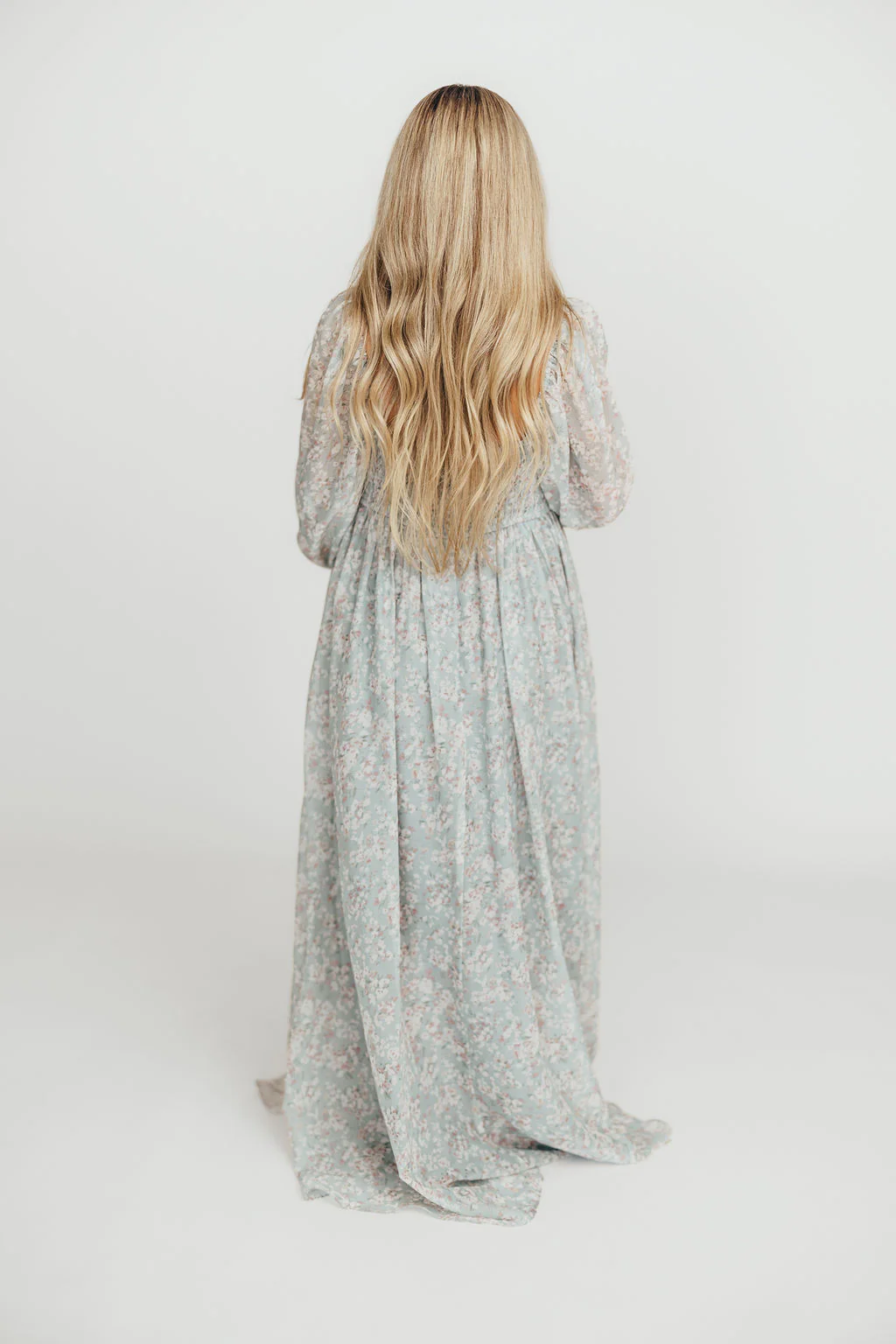 Mona Maxi Dress with Smocking in Sage Green Floral - Bump Friendly - Image 63