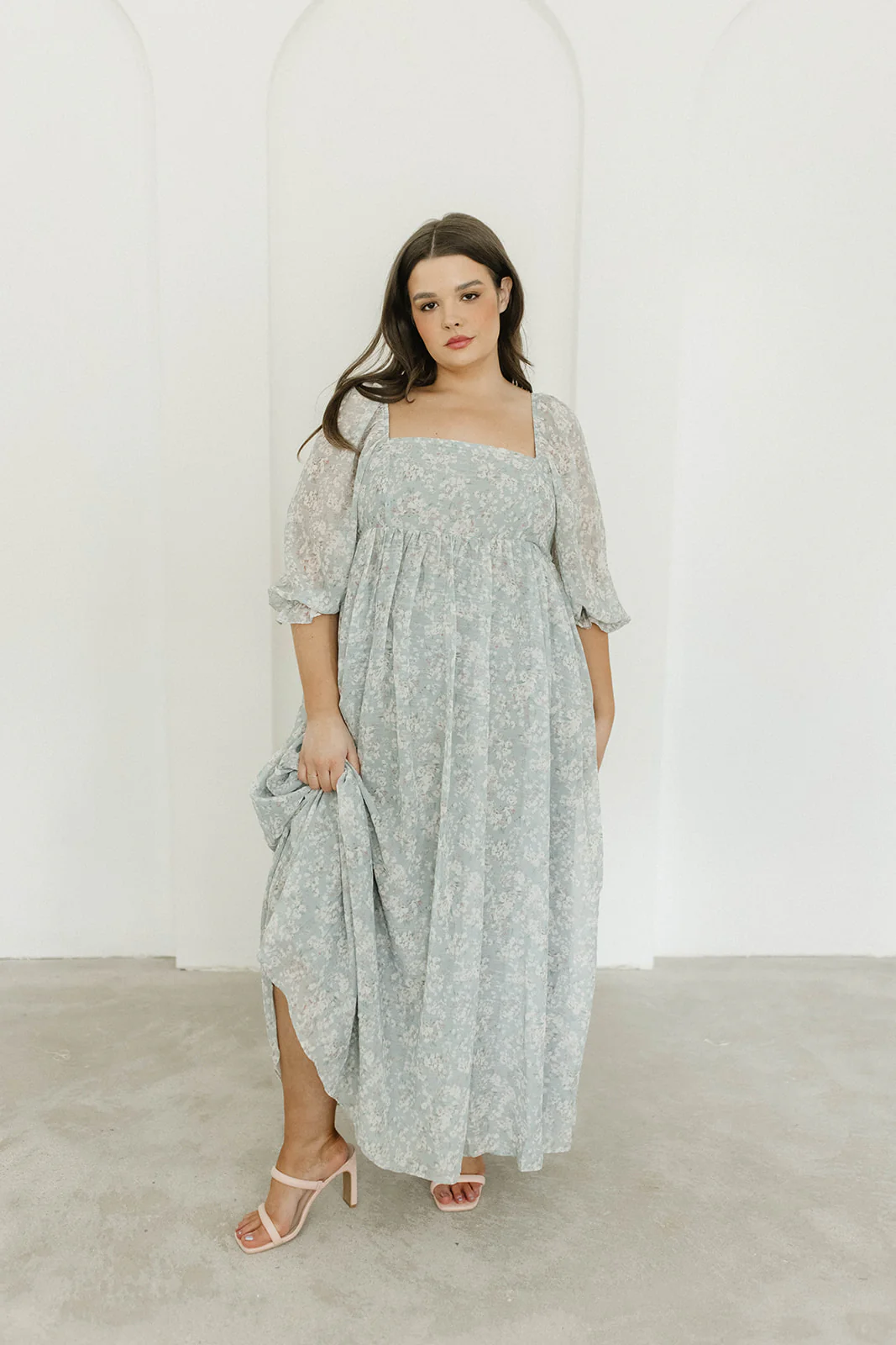 Mona Maxi Dress with Smocking in Sage Green Floral - Bump Friendly - Image 8