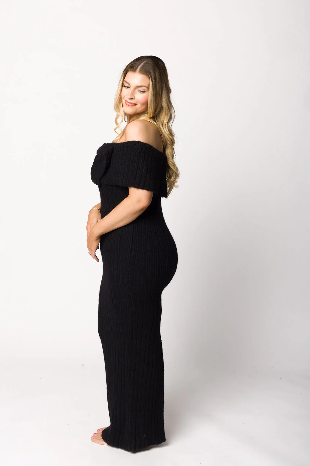 Aston Bow Front Maxi Sweater Dress in Black - Bump Friendly *Final Sale* - Image 10