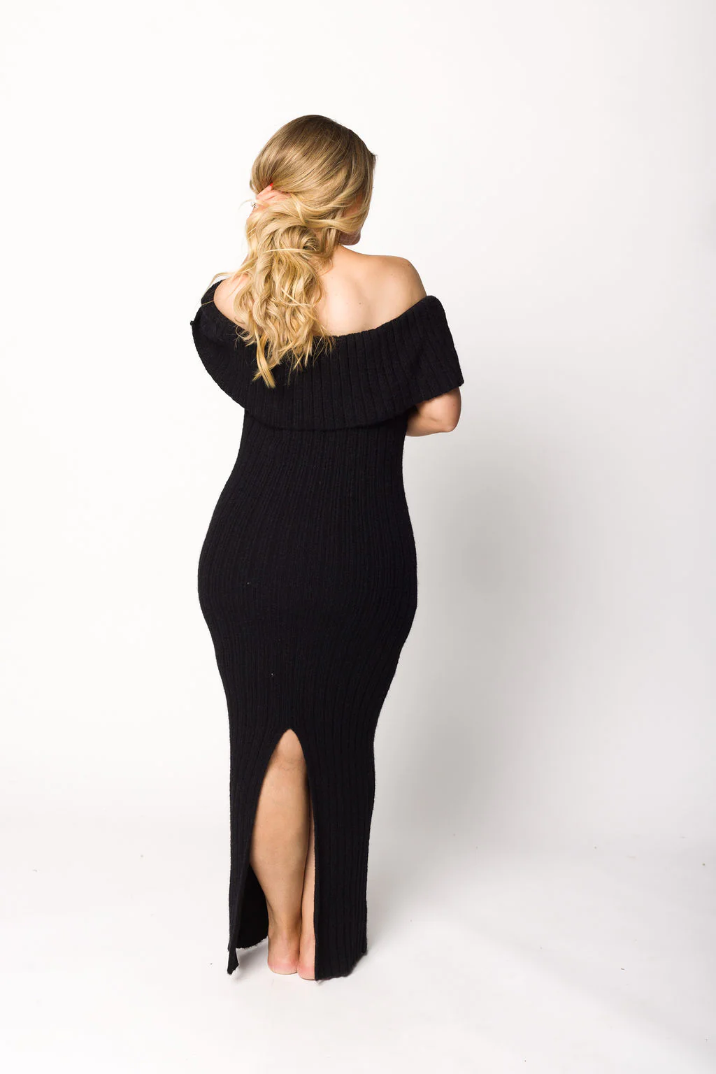 Aston Bow Front Maxi Sweater Dress in Black - Bump Friendly *Final Sale* - Image 12