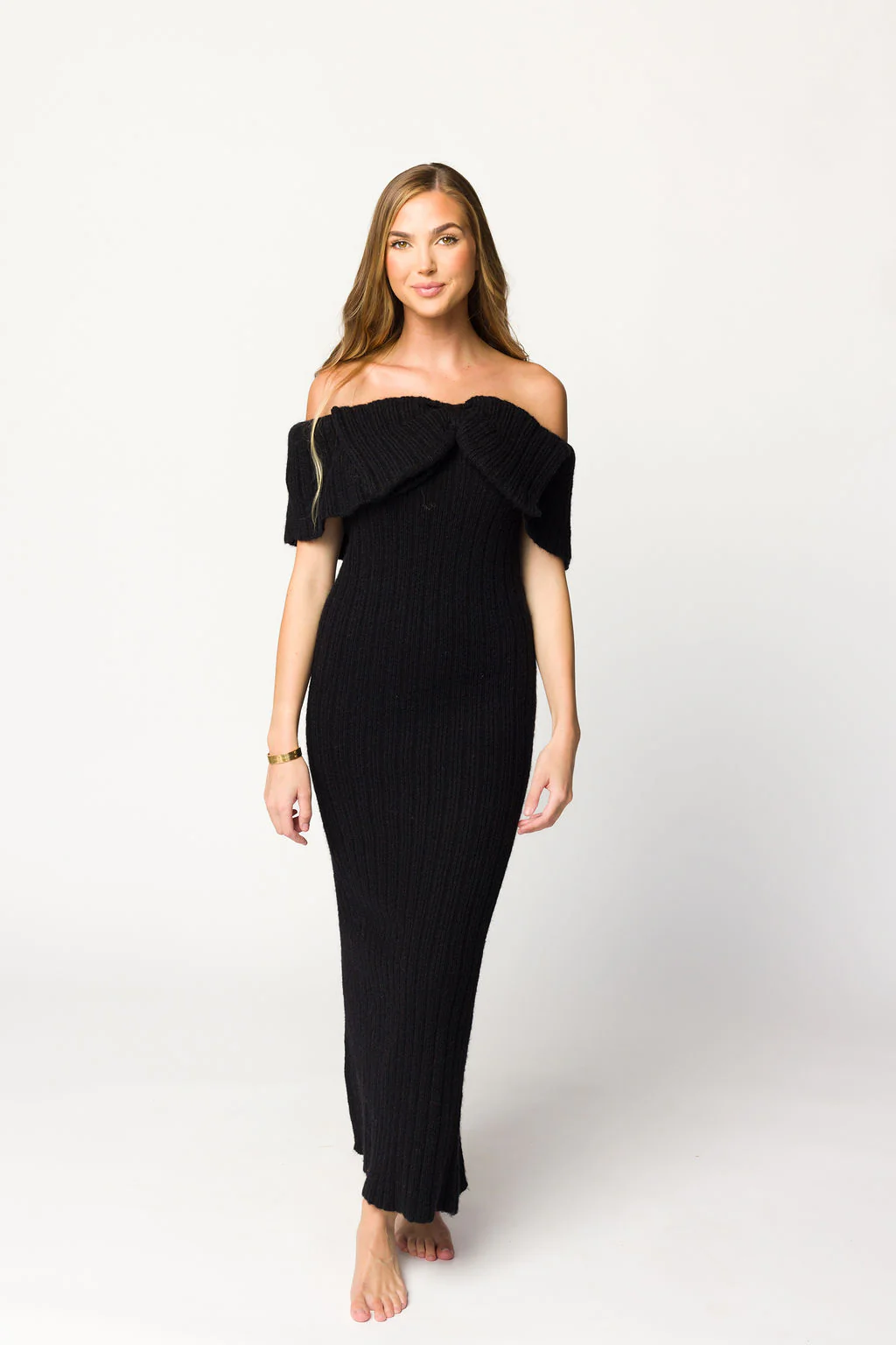 Aston Bow Front Maxi Sweater Dress in Black - Bump Friendly *Final Sale* - Image 5