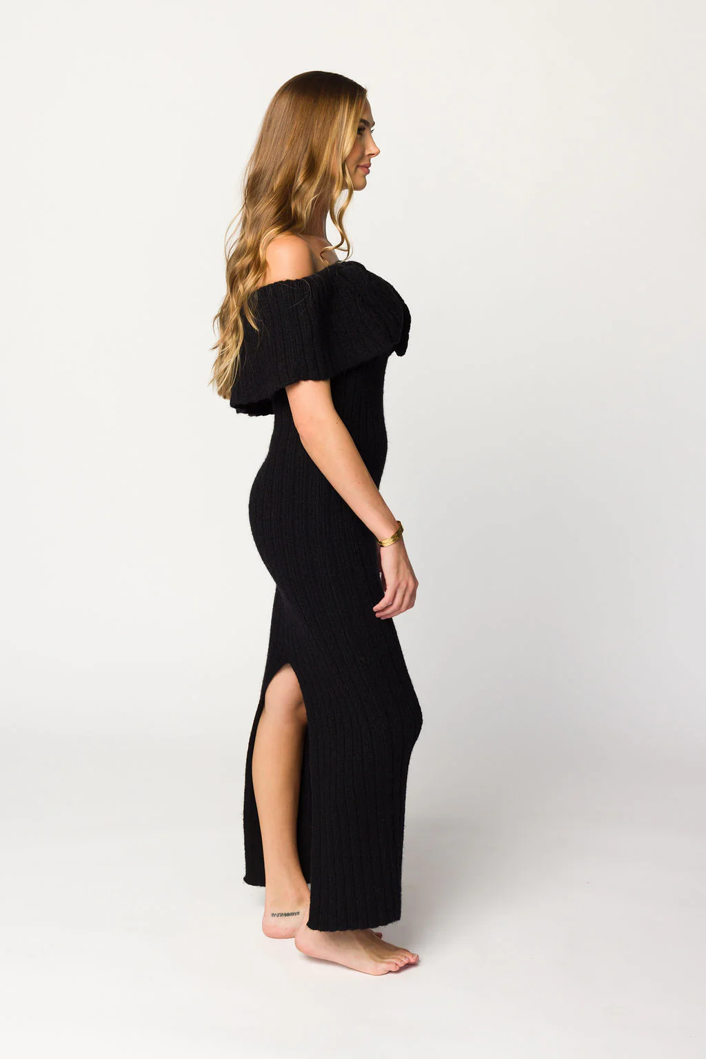 Aston Bow Front Maxi Sweater Dress in Black - Bump Friendly *Final Sale* - Image 7