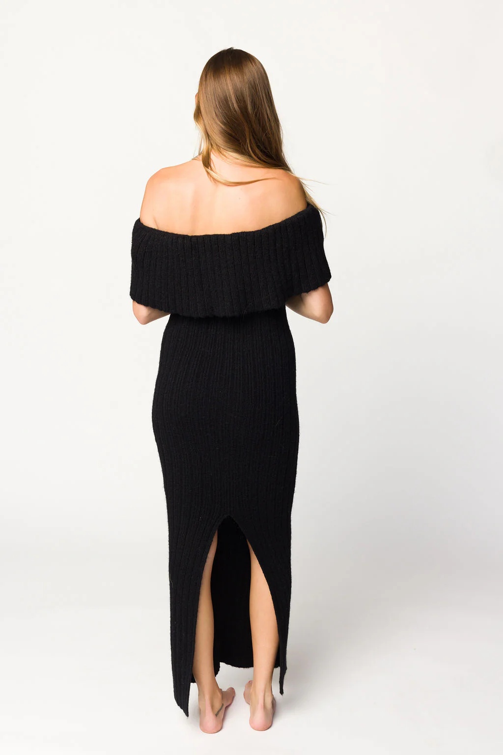 Aston Bow Front Maxi Sweater Dress in Black - Bump Friendly *Final Sale* - Image 8