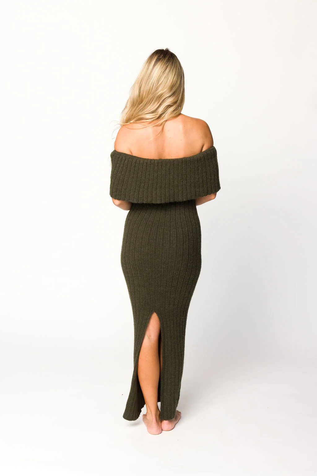 Aston Bow Front Maxi Sweater Dress in Dark Green - Bump Friendly - Image 10