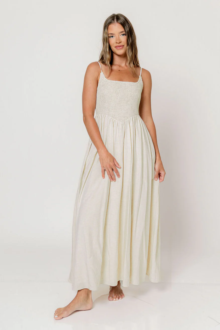 Josefina Smocked Maxi Dress in Light Natural - Bump Friendly *6/9 PRE-ORDER* - Image 2