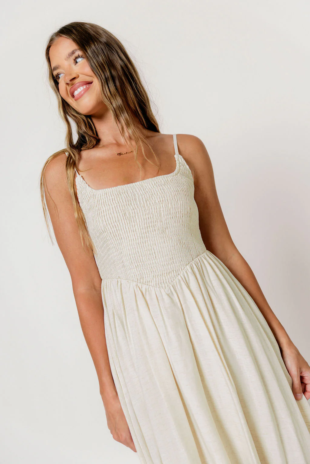 Josefina Smocked Maxi Dress in Light Natural - Bump Friendly *6/9 PRE-ORDER* - Image 3