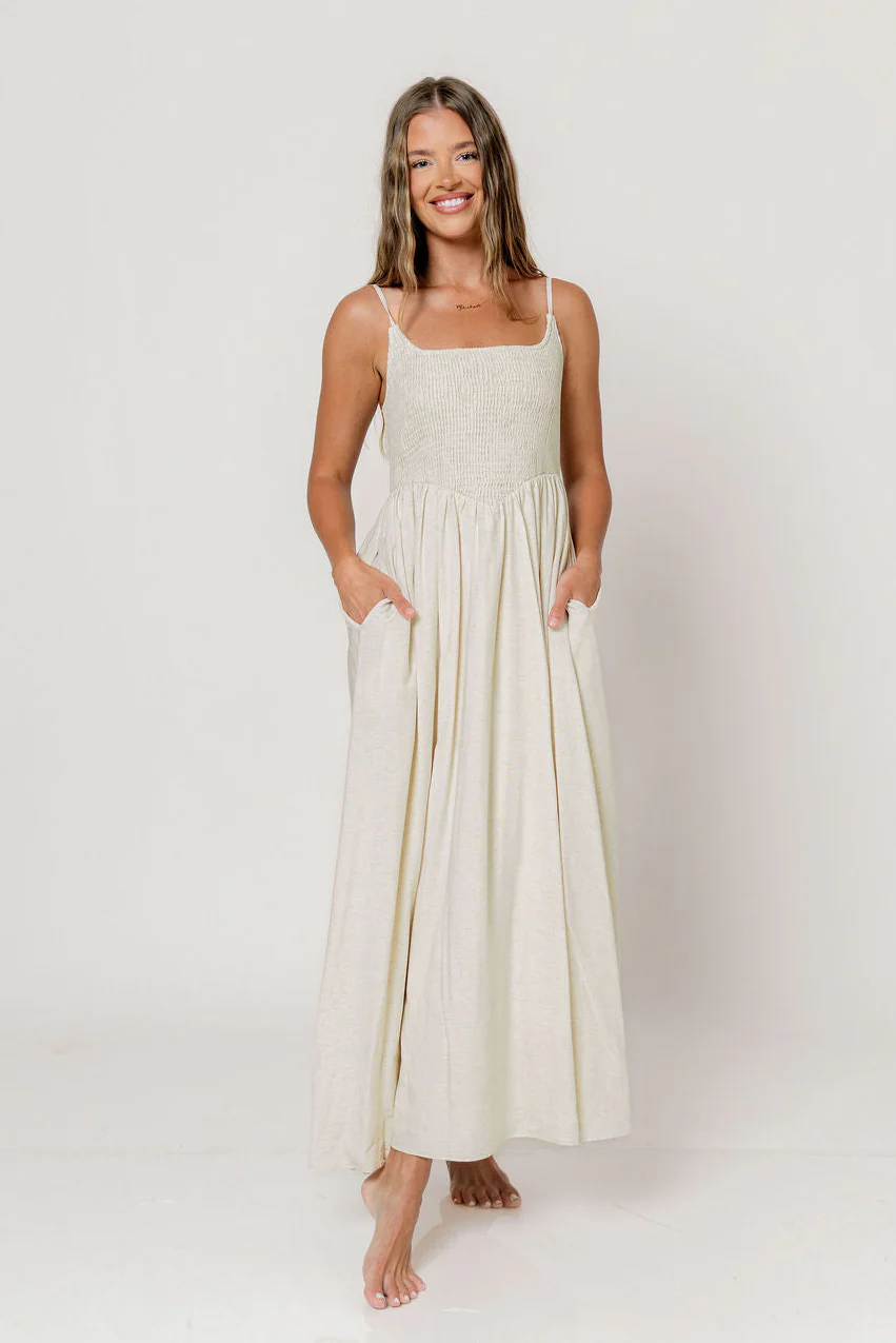 Josefina Smocked Maxi Dress in Light Natural - Bump Friendly *6/9 PRE-ORDER* - Image 4
