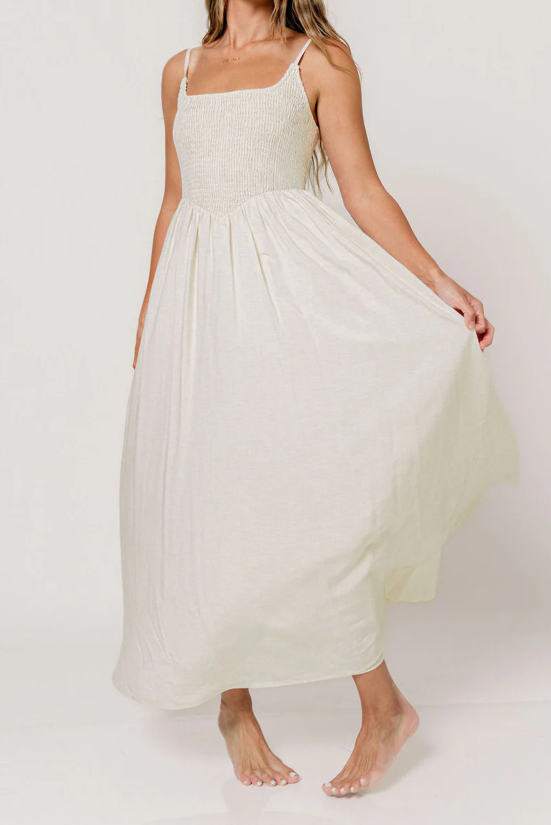Josefina Smocked Maxi Dress in Light Natural - Bump Friendly *6/9 PRE-ORDER* - Image 7