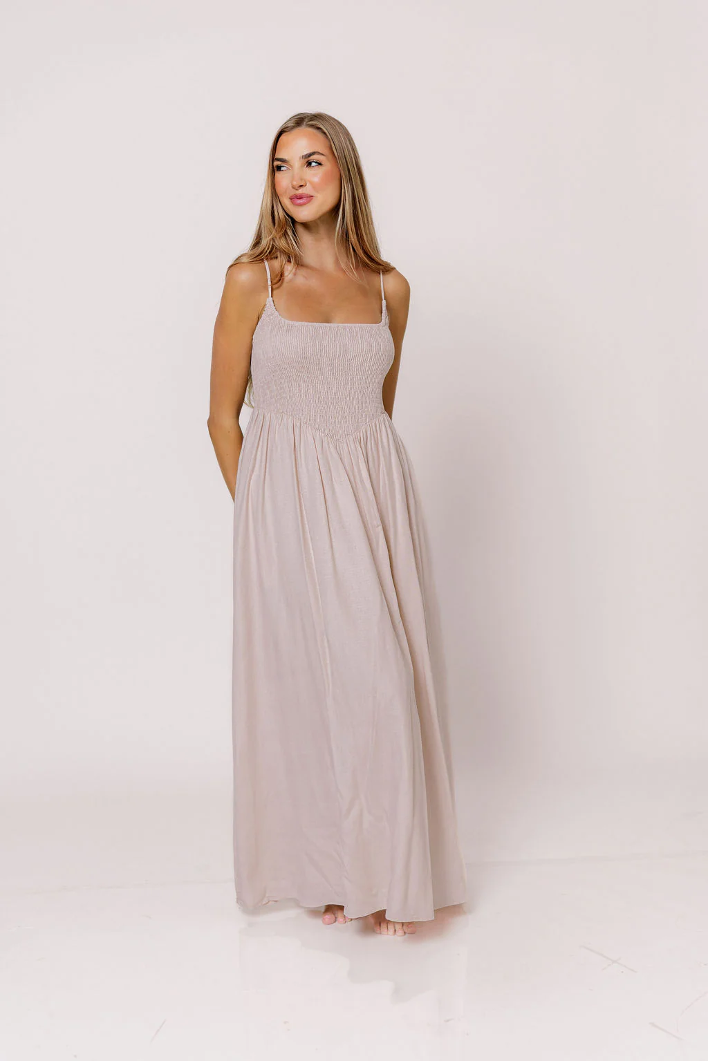 Josefina Smocked Maxi Dress in Pink - Bump Friendly *6/9 PRE-ORDER* - Image 3