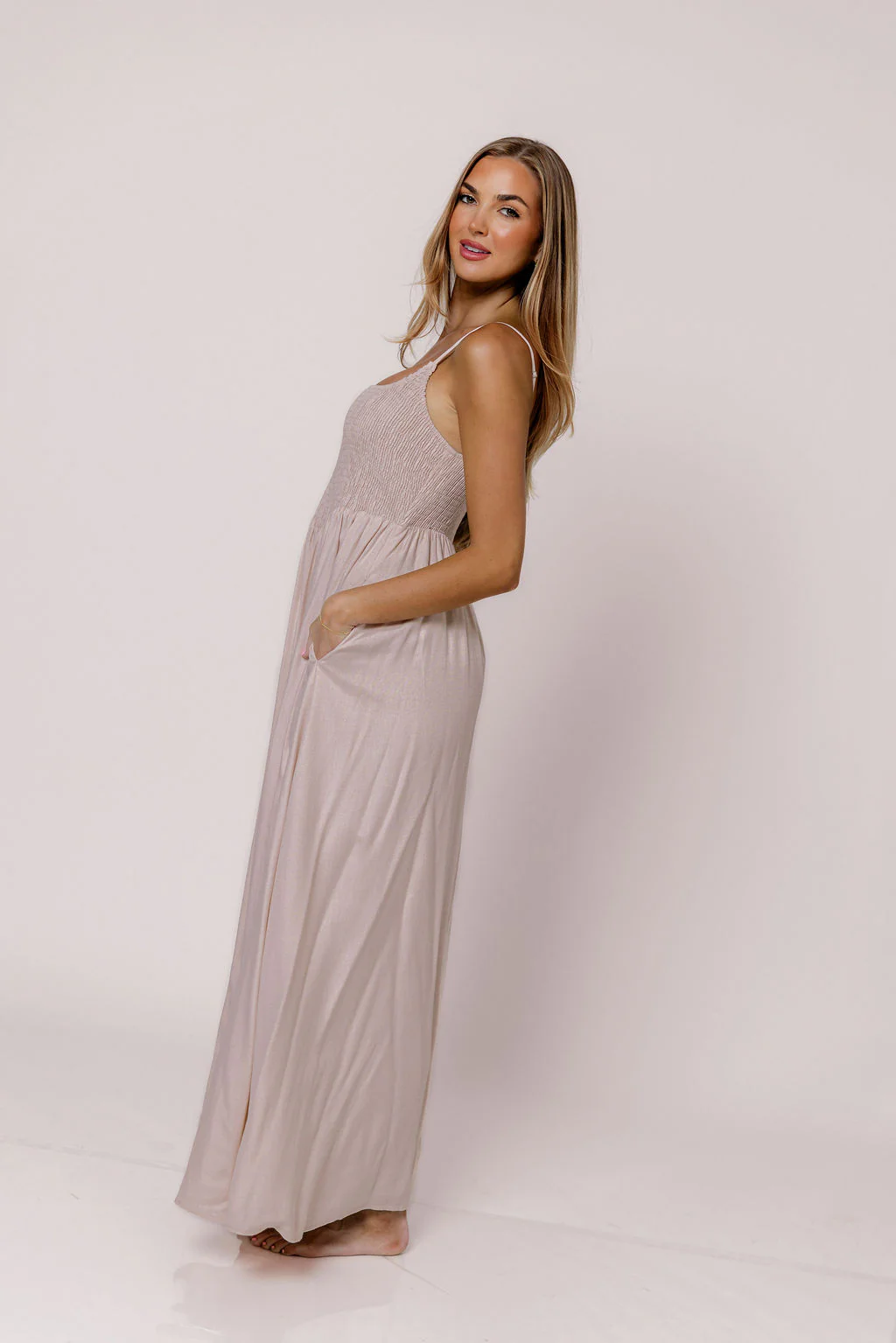 Josefina Smocked Maxi Dress in Pink - Bump Friendly *6/9 PRE-ORDER* - Image 4