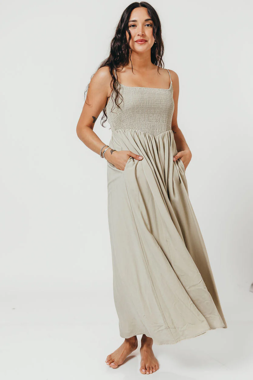 Josefina Smocked Maxi Dress in Sage - Bump Friendly *6/9 PRE-ORDER*