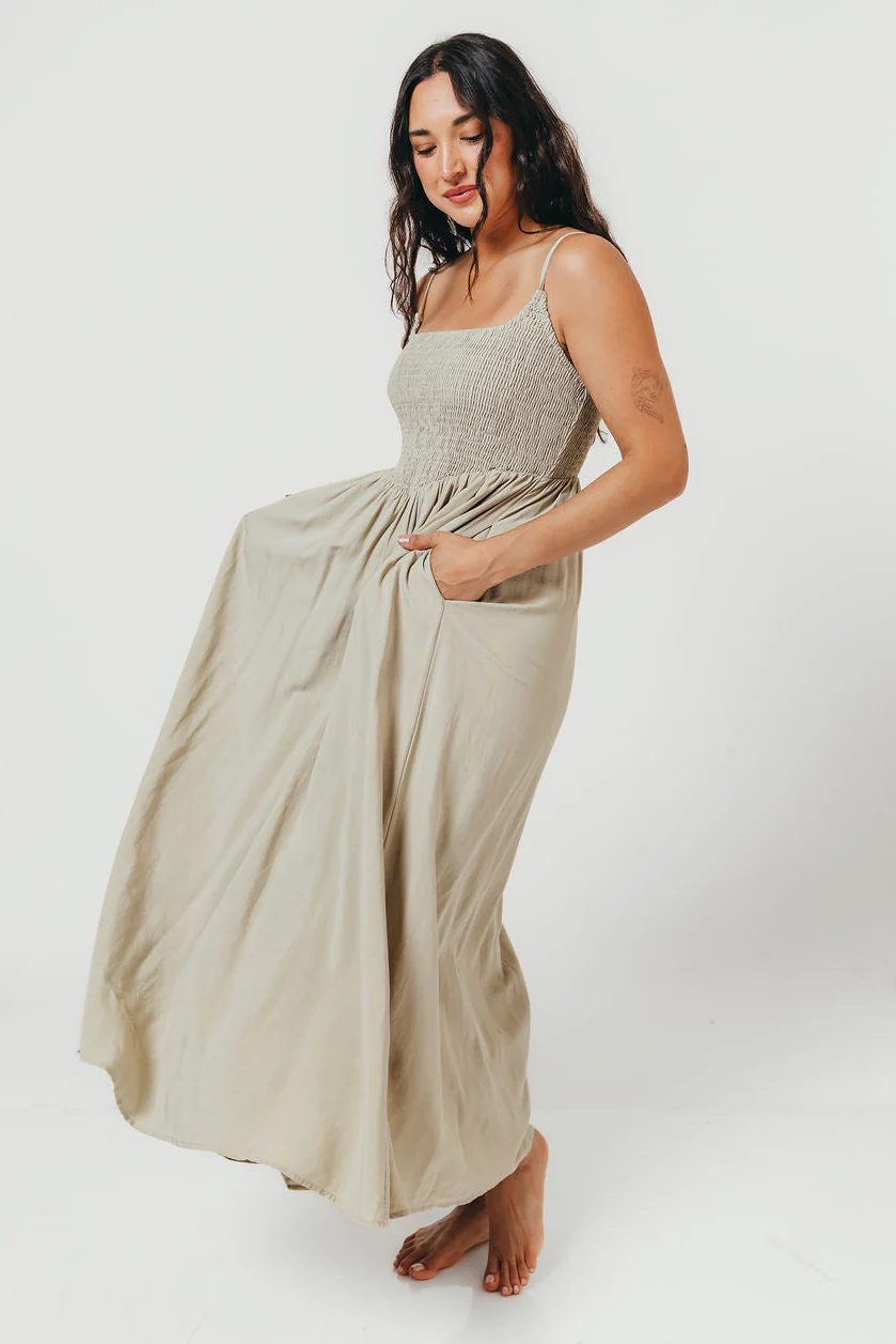 Josefina Smocked Maxi Dress in Sage - Bump Friendly *6/9 PRE-ORDER* - Image 2