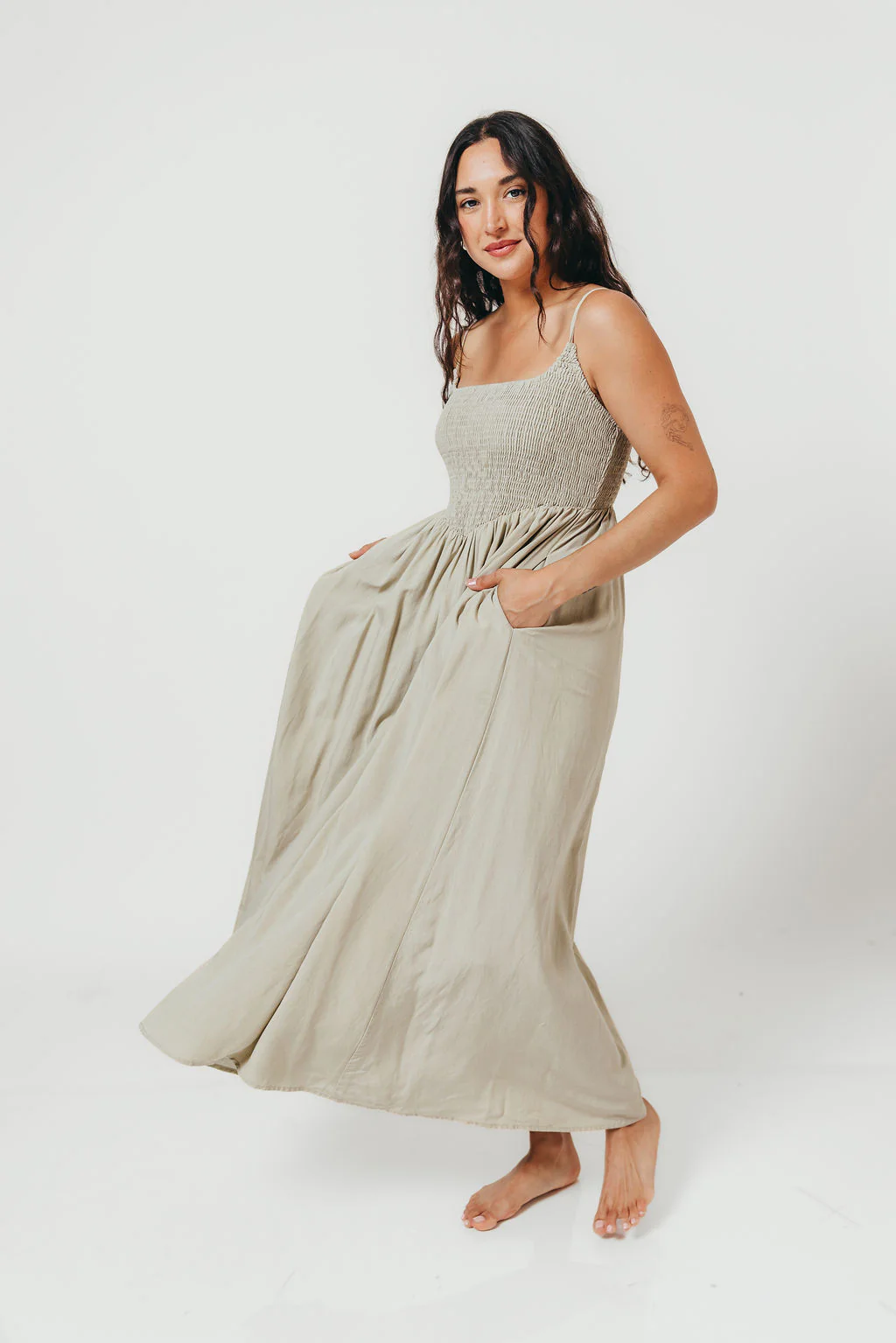 Josefina Smocked Maxi Dress in Sage - Bump Friendly *6/9 PRE-ORDER* - Image 4