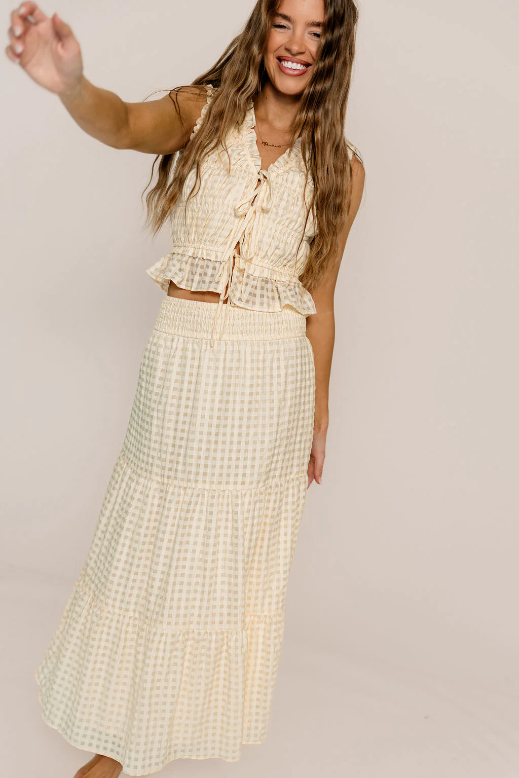 Lorelai Checkered Texture Set in Cream - Image 4