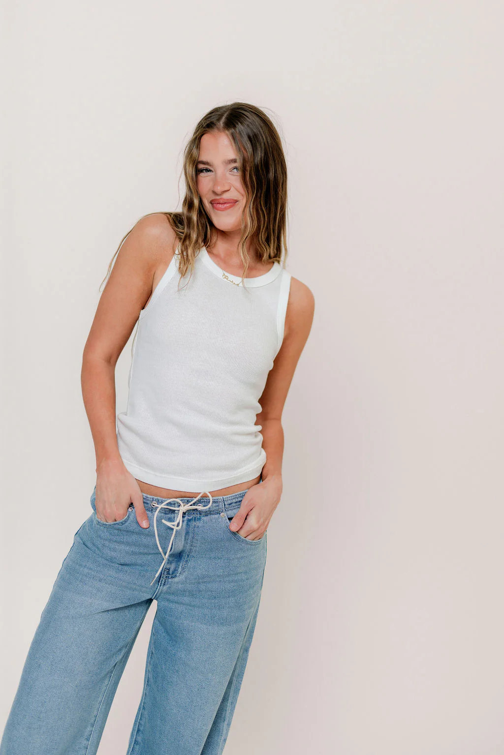 Julianne 100% Organic Cotton Tank in White - Image 10