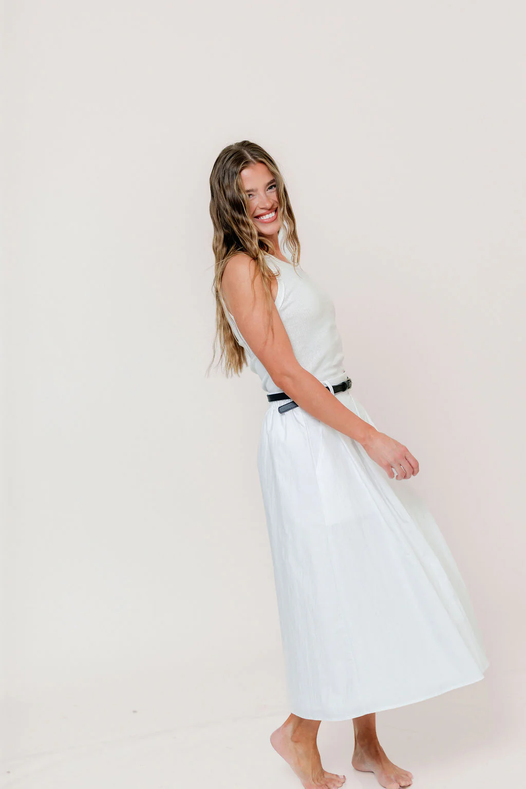 Julianne 100% Organic Cotton Tank in White - Image 16