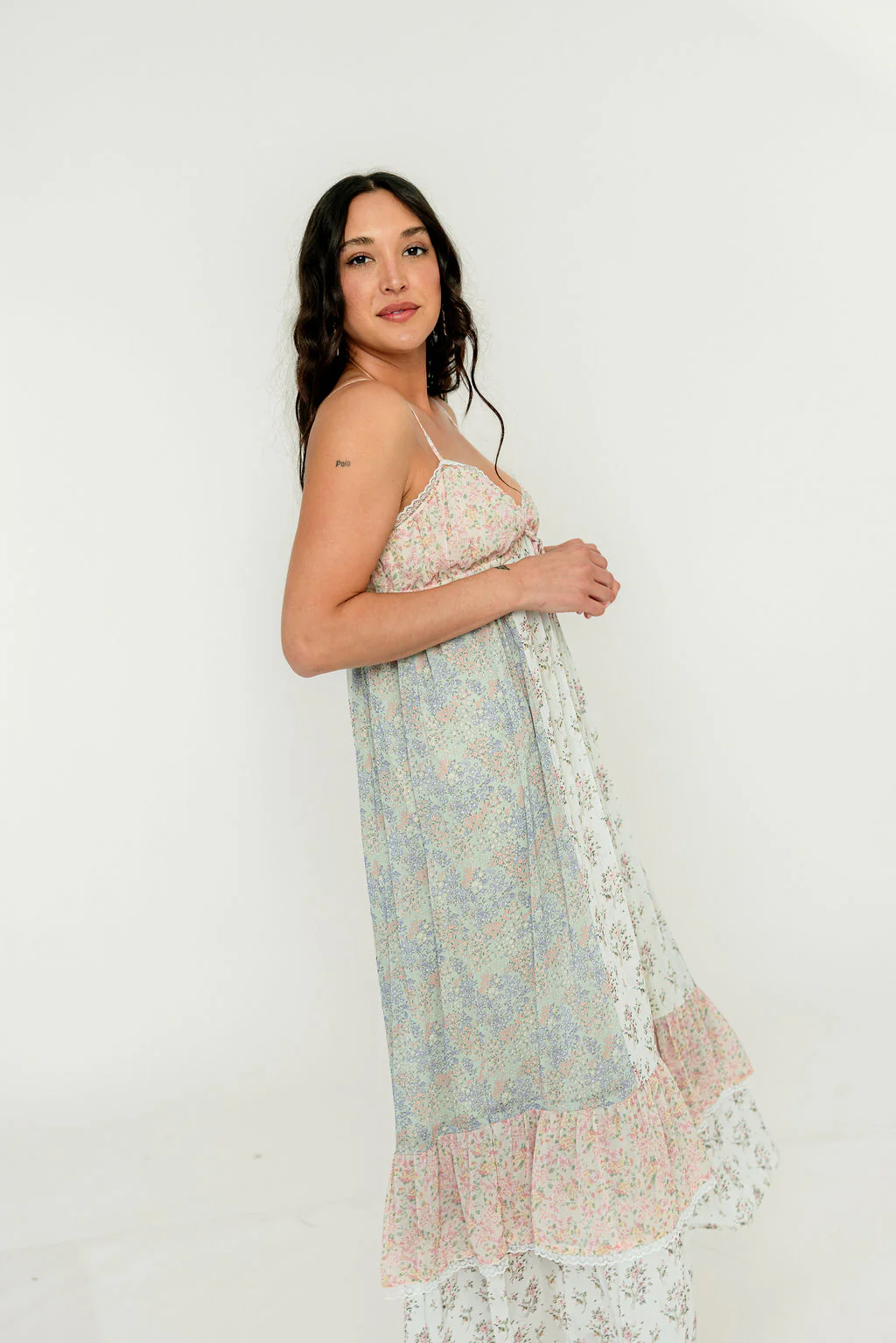 Maria Maxi Dress in Off White Combo - Image 4
