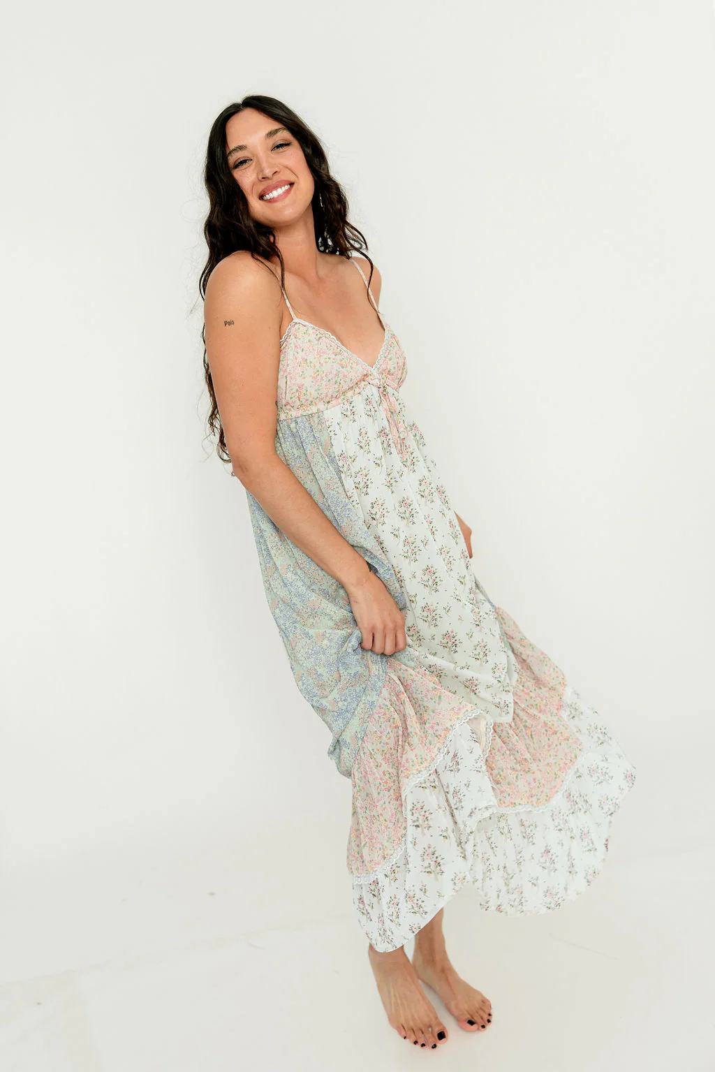 Maria Maxi Dress in Off White Combo - Image 7