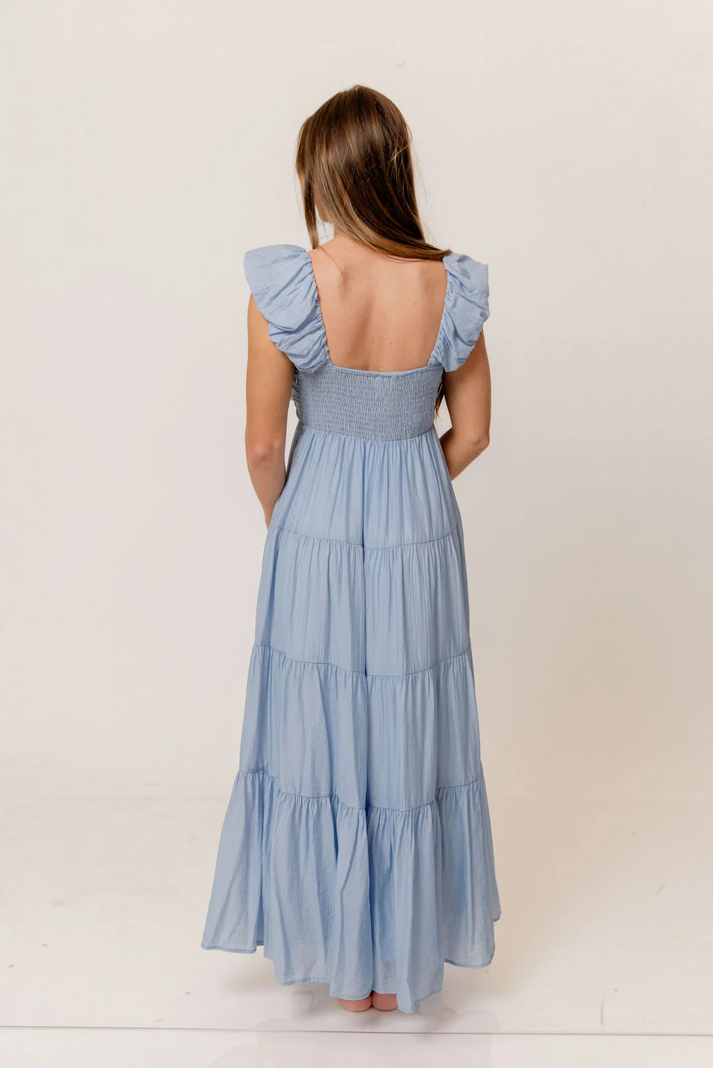 Katy Pleated Bodice Maxi Dress in Dusty Blue - Bump Friendly - Image 13