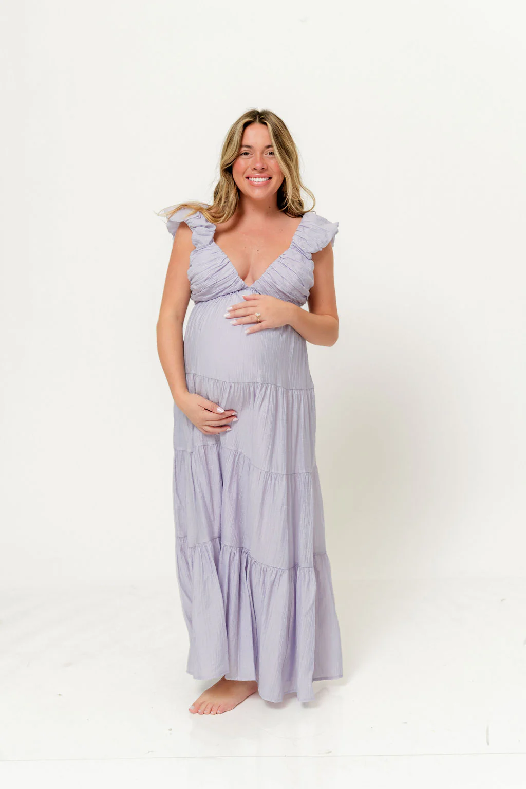 Katy Pleated Bodice Maxi Dress in Lavender - Bump Friendly - Image 5
