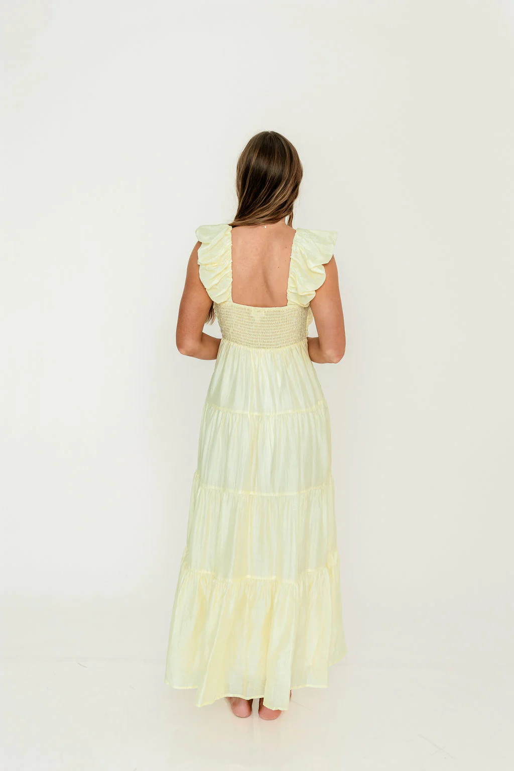 Katy Pleated Bodice Maxi Dress in Lemon - Bump Friendly - Image 8