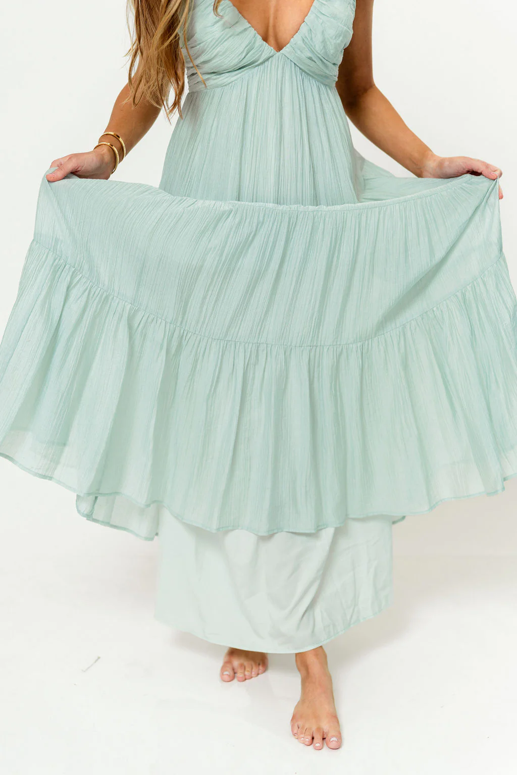 Katy Pleated Bodice Maxi Dress in Light Mint - Bump Friendly - Image 9