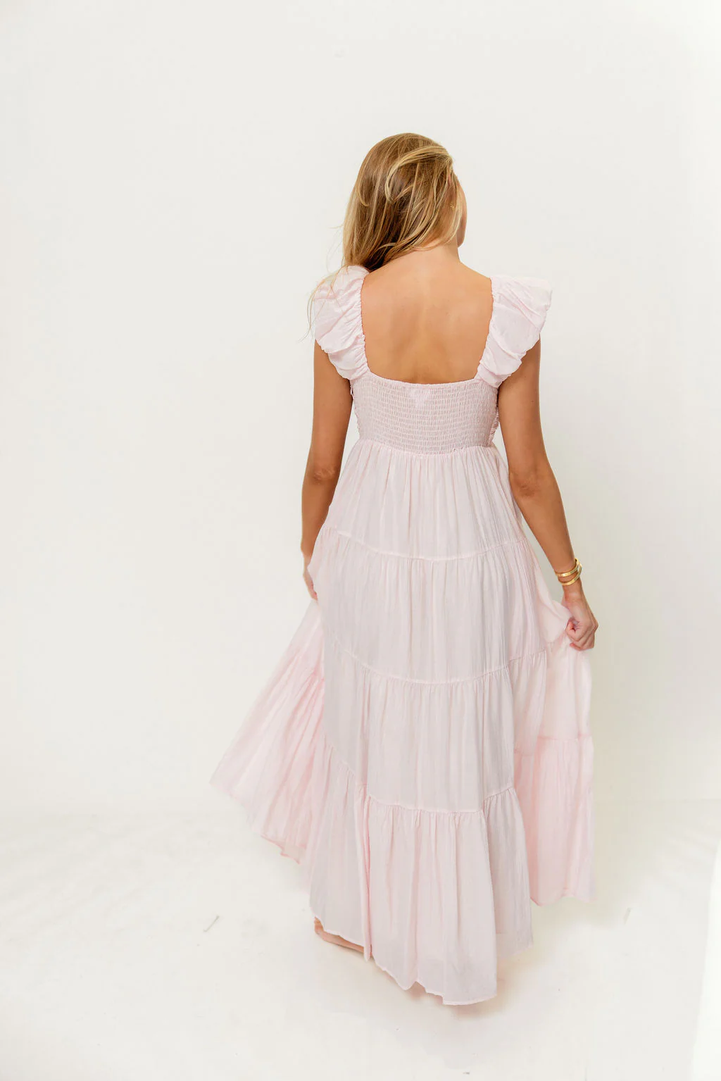 Katy Pleated Bodice Maxi Dress in Light Pink - Bump Friendly - Image 9
