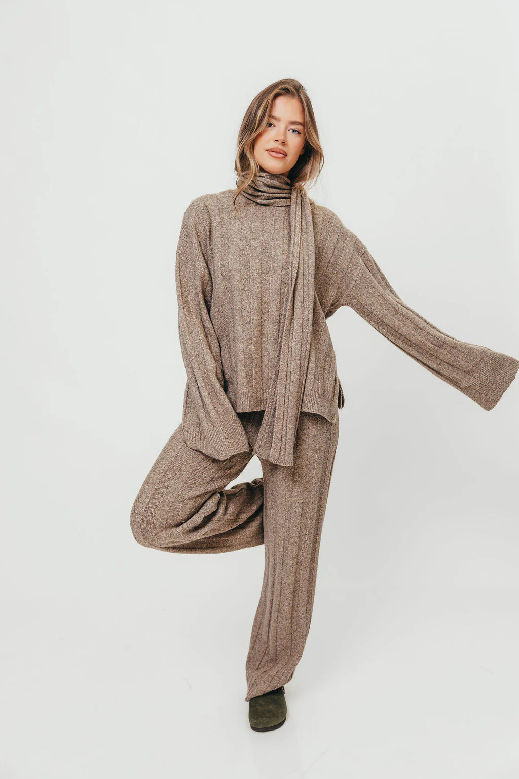 Kenny Ribbed Three Piece Set in Taupe *Final Sale* - Image 2