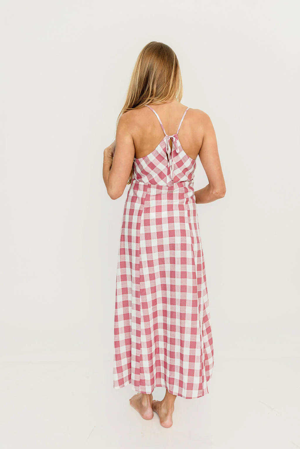 Greta Midi Dress in Mauve/White - Image 8
