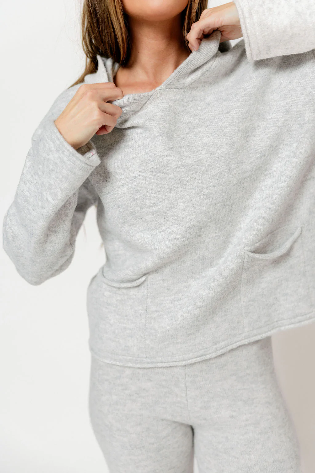 Kippa Soft Knit Hoodie and Pants Set in Grey Melange - Image 3