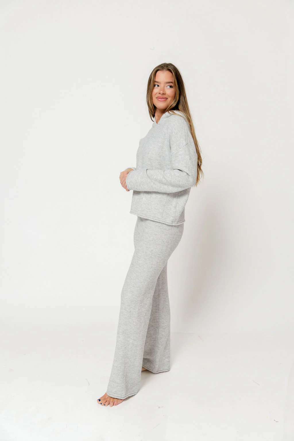 Kippa Soft Knit Hoodie and Pants Set in Grey Melange - Image 5