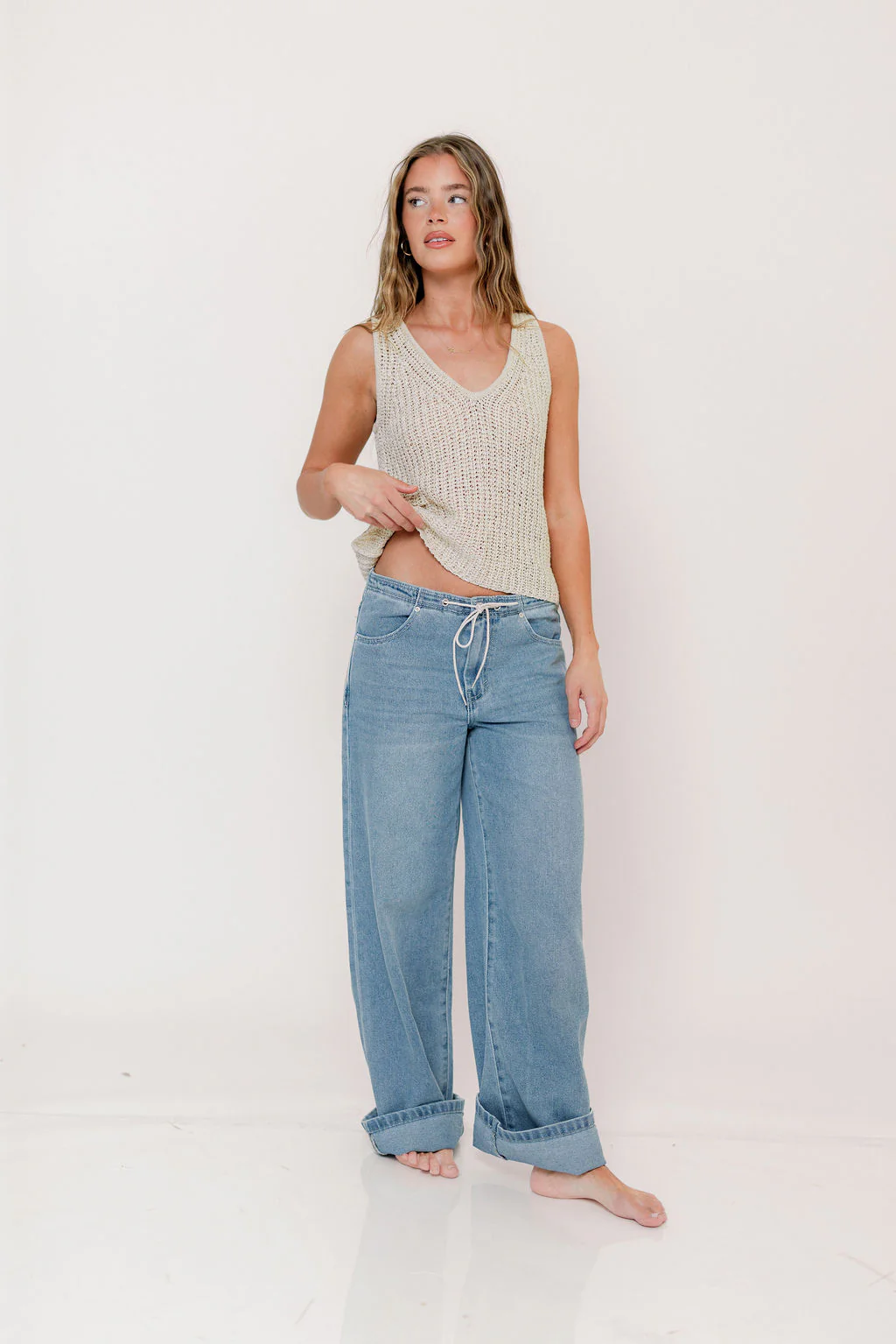 Bailee Knitted Tank Top in Natural - Image 2