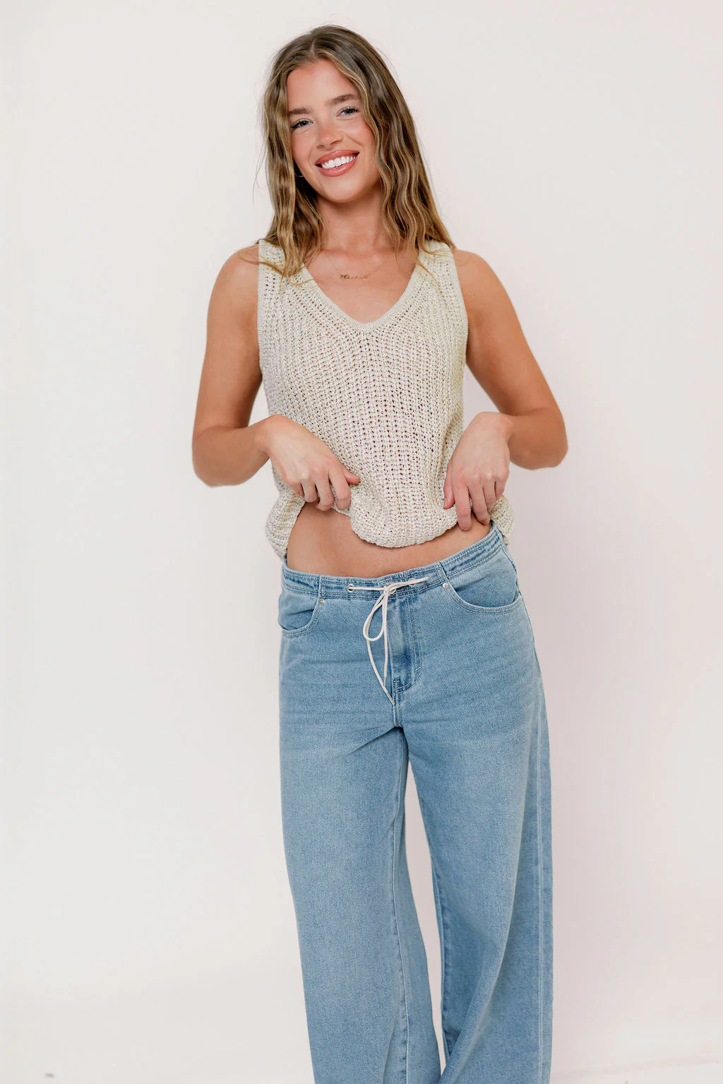 Bailee Knitted Tank Top in Natural - Image 5