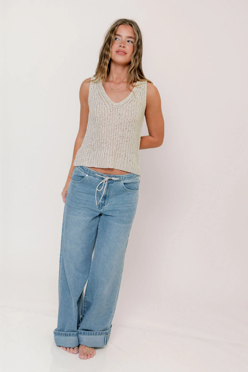 Bailee Knitted Tank Top in Natural - Image 6