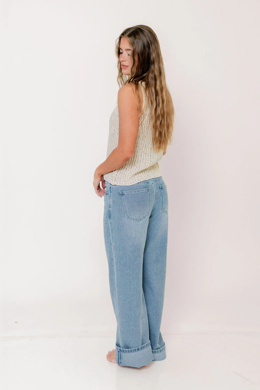 Bailee Knitted Tank Top in Natural - Image 7