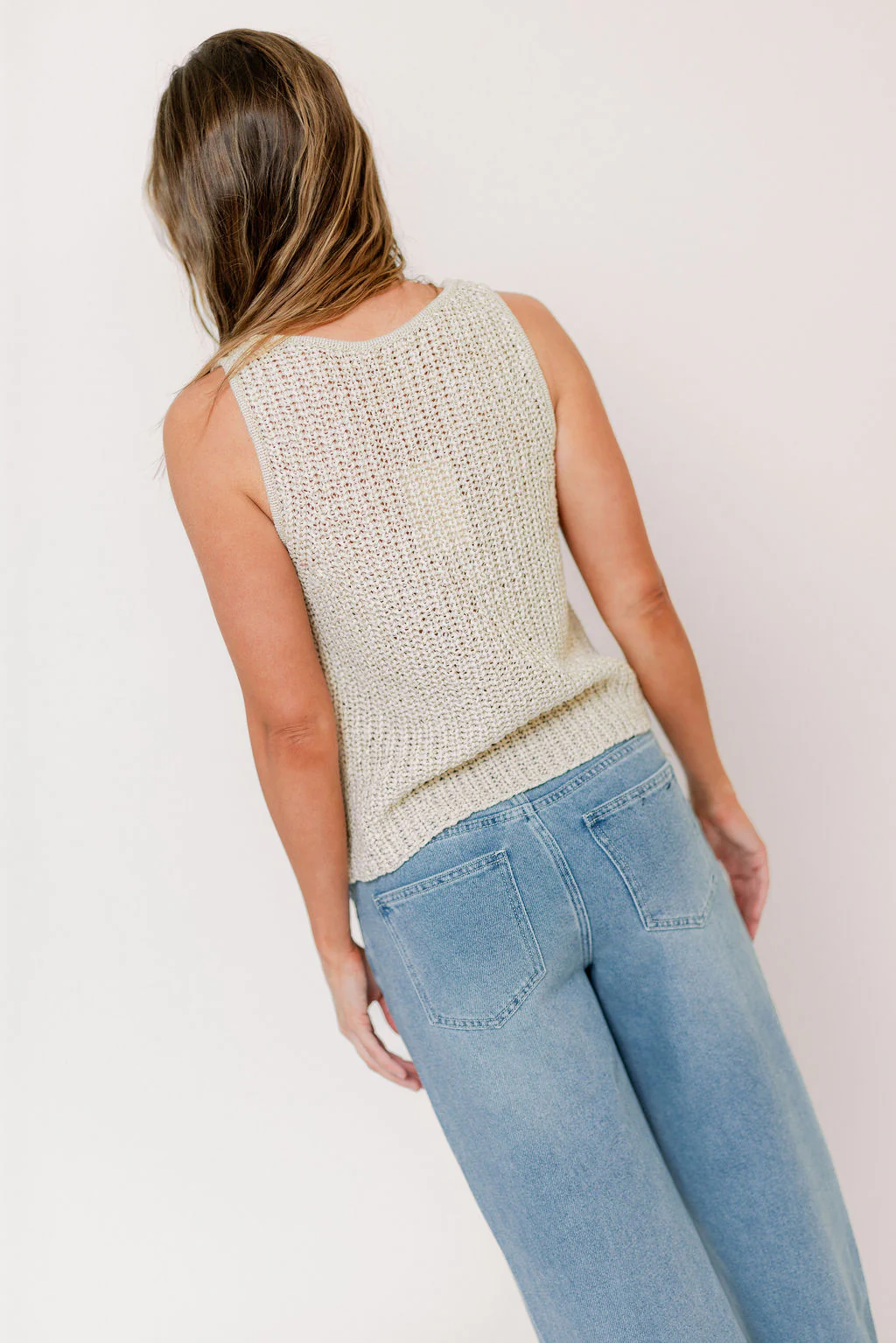 Bailee Knitted Tank Top in Natural - Image 8