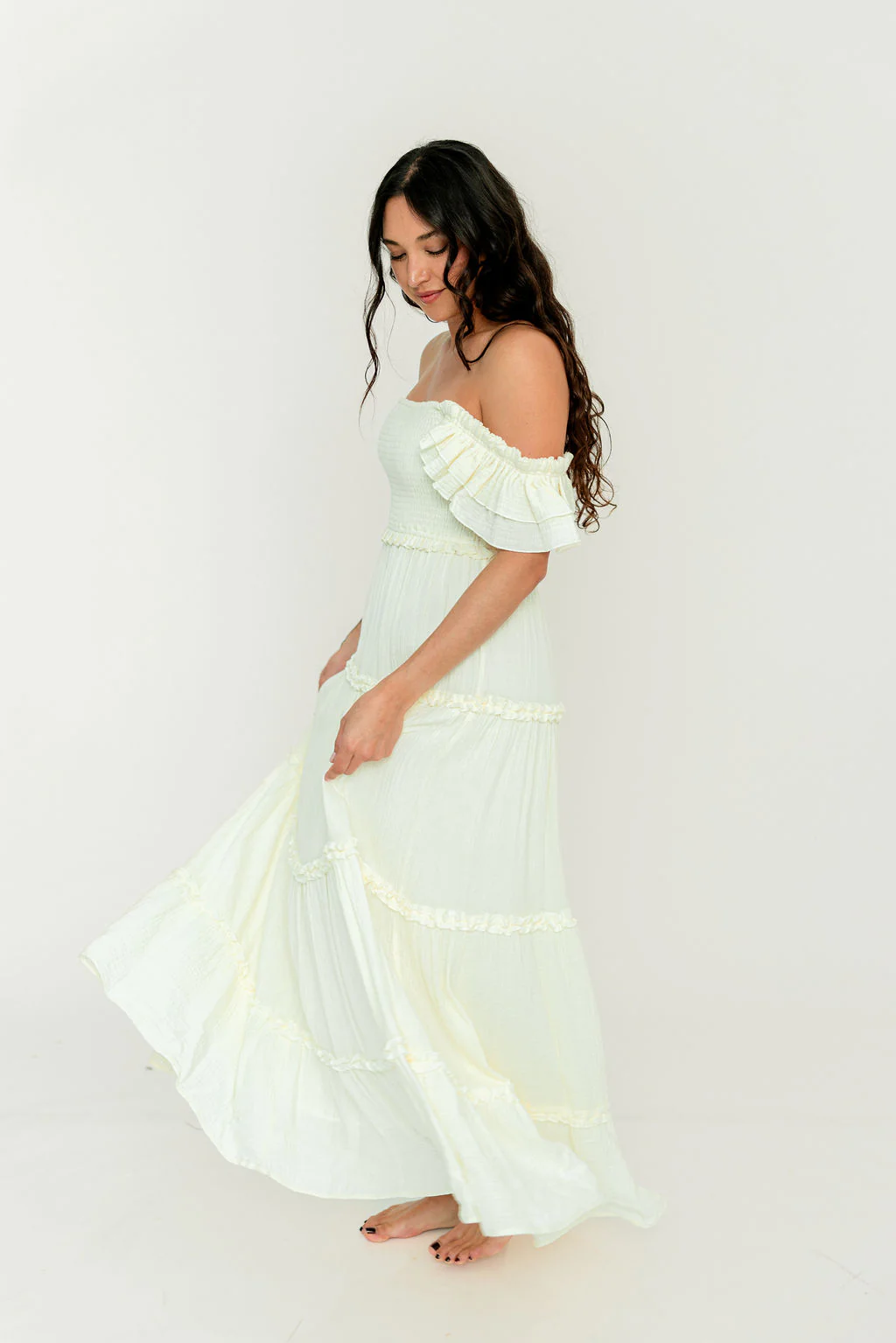 Knox 100% Cotton Maxi Dress in Cream - Image 7