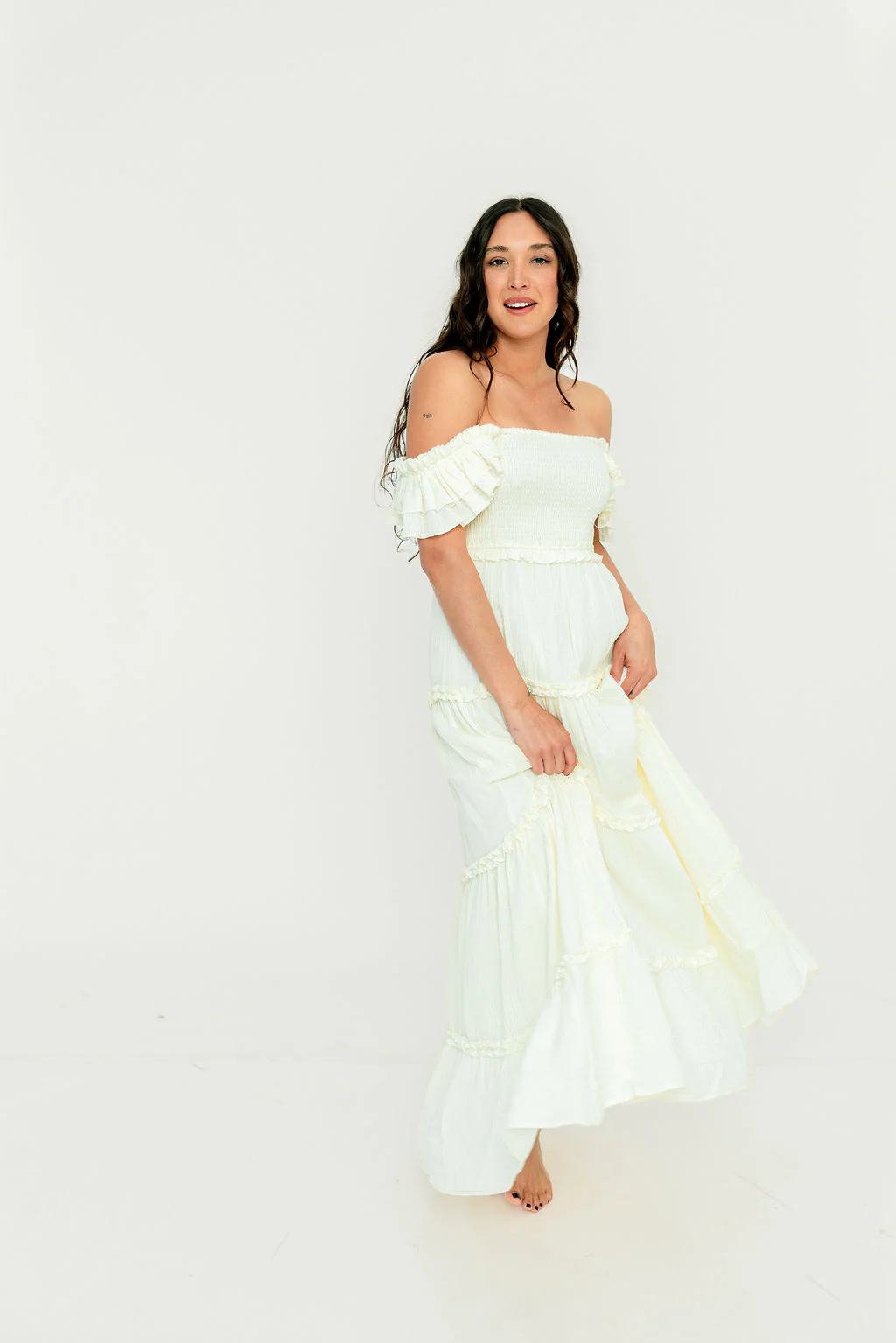 Knox 100% Cotton Maxi Dress in Cream - Image 9
