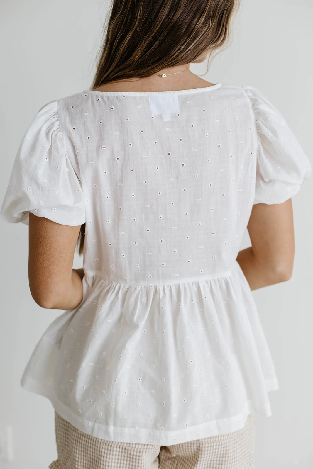 Aven 100% Cotton Eyelet Blouse in Ivory - Image 6