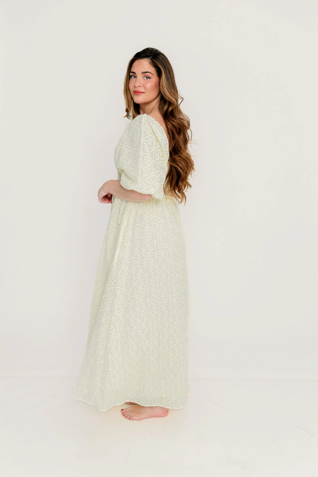 Krystal 100% Cotton Maxi Dress in Vintage Ivory - Image 13
