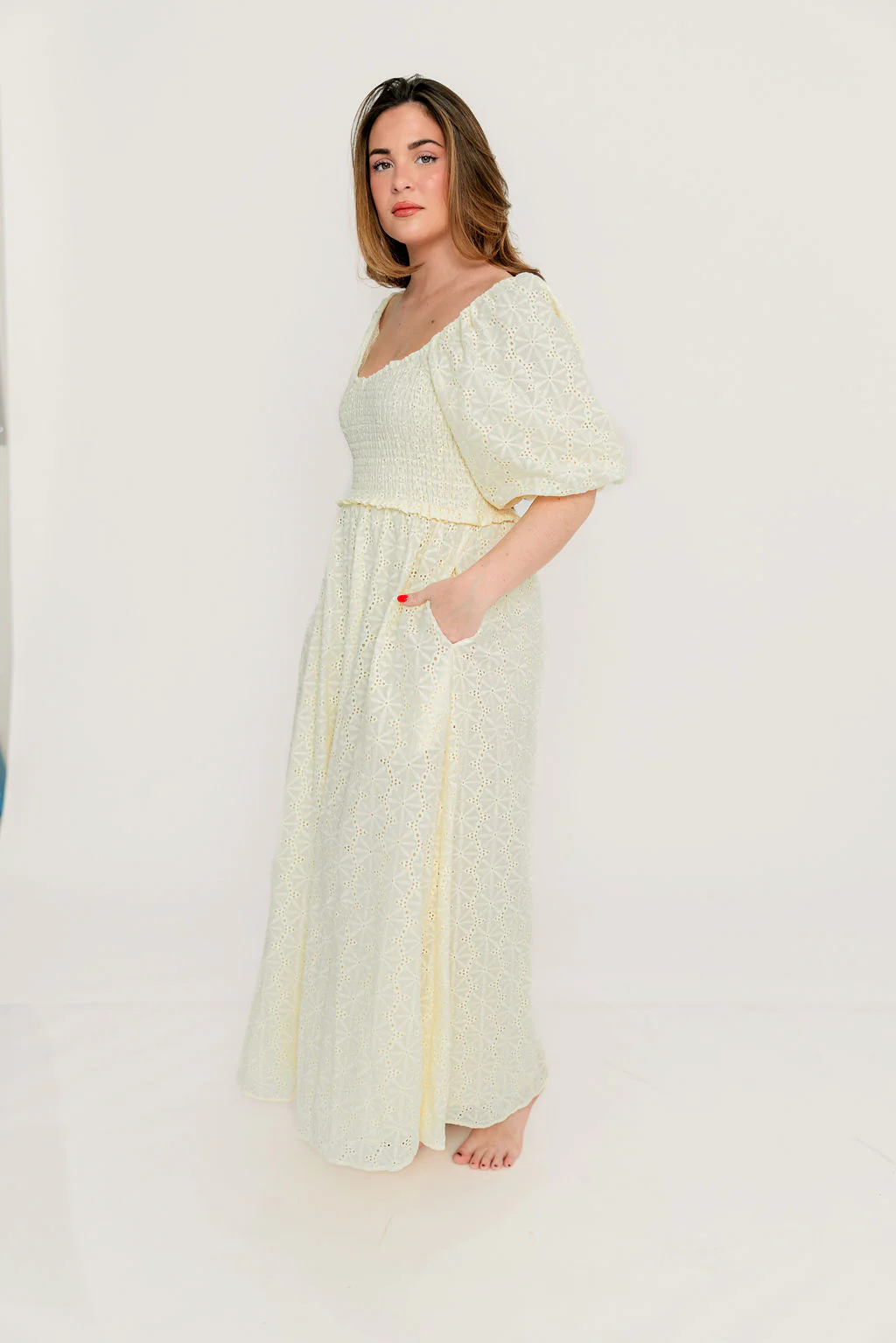 Krystal 100% Cotton Maxi Dress in Vintage Ivory - Image 15