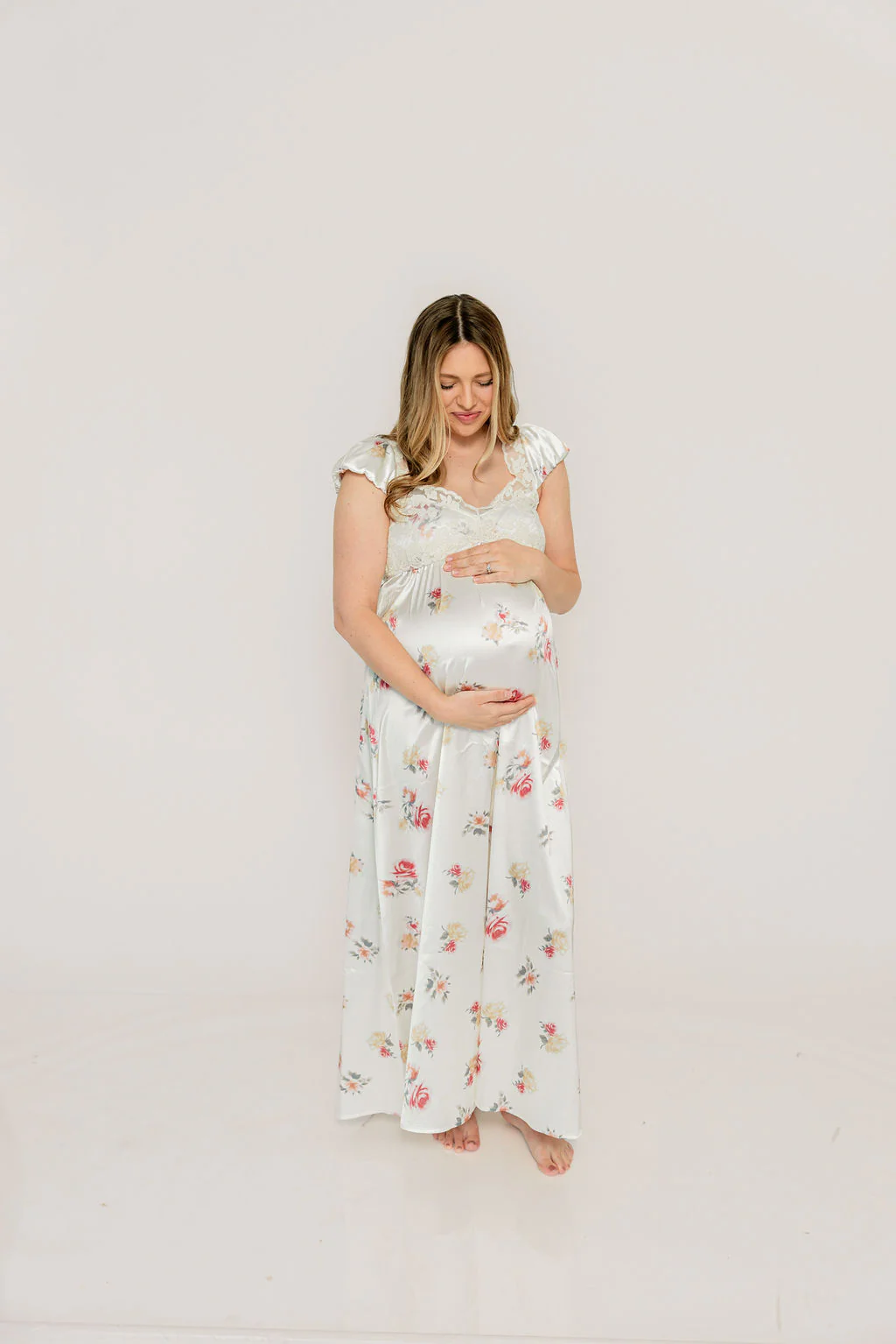 Ryan Lace Bodice Cutout Maxi Dress in Cream Floral - Bump Friendly - Image 11