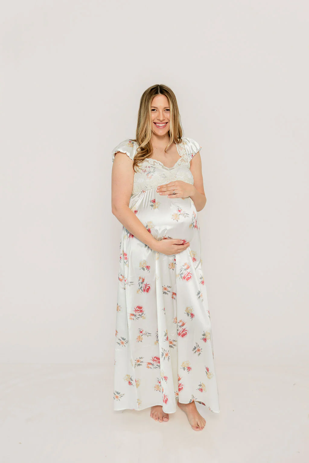 Ryan Lace Bodice Cutout Maxi Dress in Cream Floral - Bump Friendly - Image 12