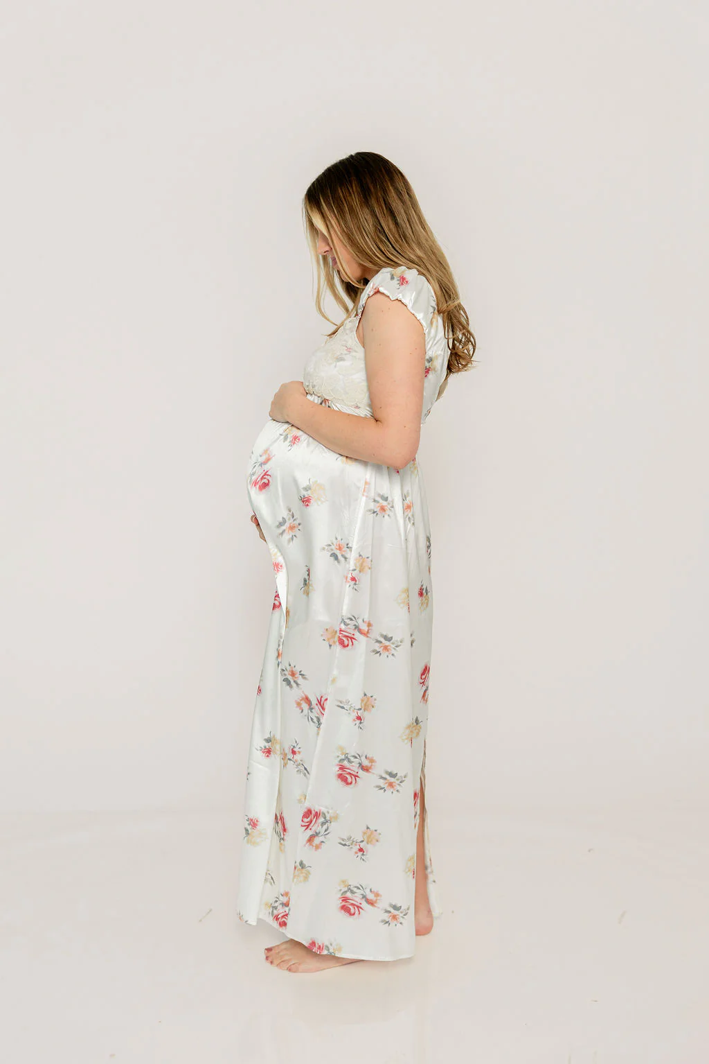 Ryan Lace Bodice Cutout Maxi Dress in Cream Floral - Bump Friendly - Image 13