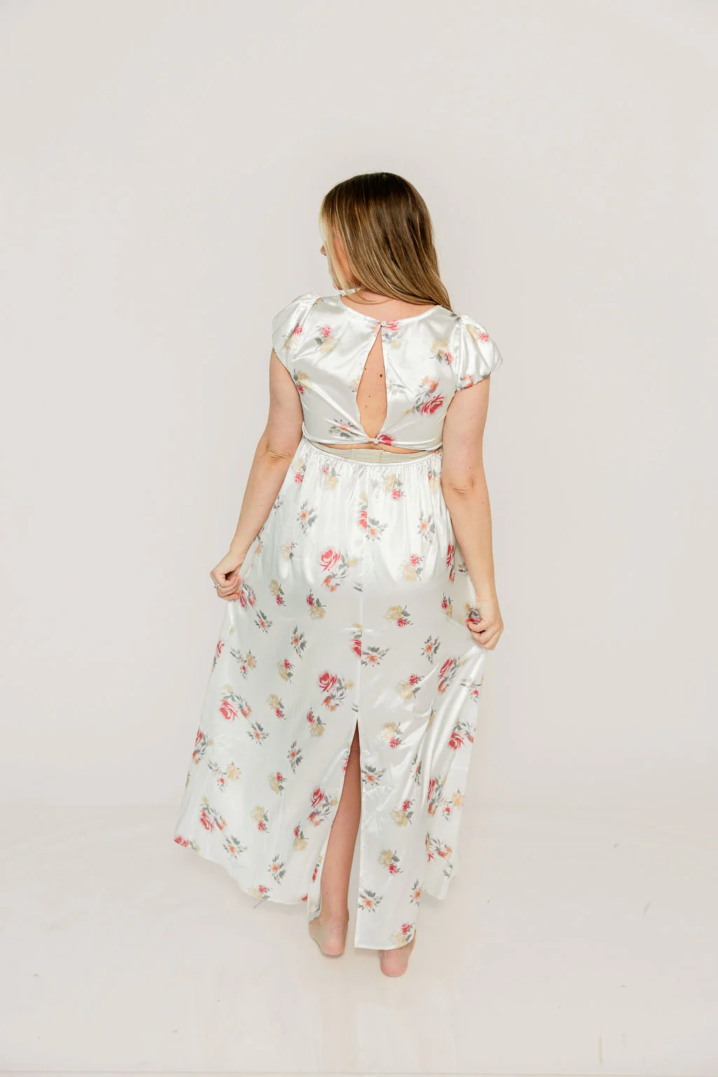 Ryan Lace Bodice Cutout Maxi Dress in Cream Floral - Bump Friendly - Image 15