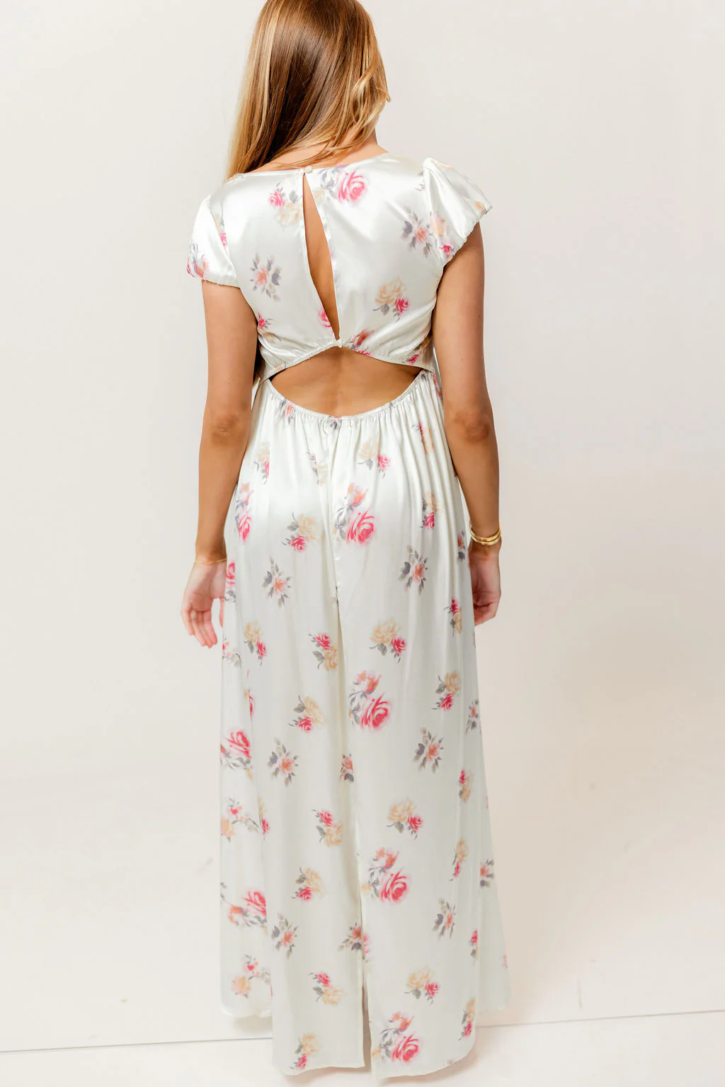 Ryan Lace Bodice Cutout Maxi Dress in Cream Floral - Bump Friendly - Image 8